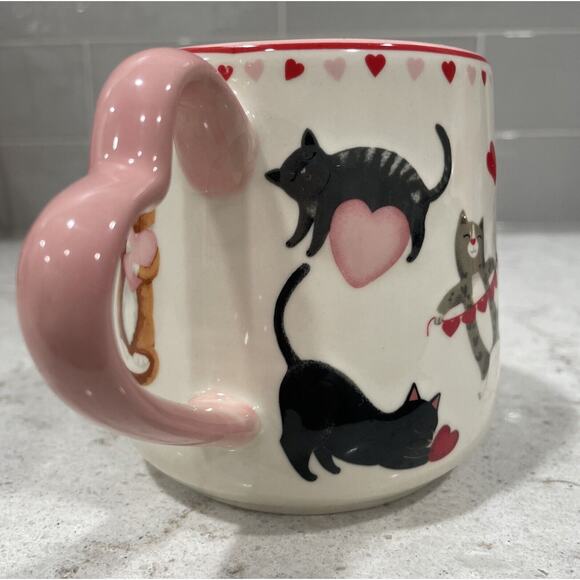 CATS 3D Pet Love Hearts Ceramic 20.6 Oz Cat Coffee Tea Mug Valentine's Day Gift - Picture 3 of 15